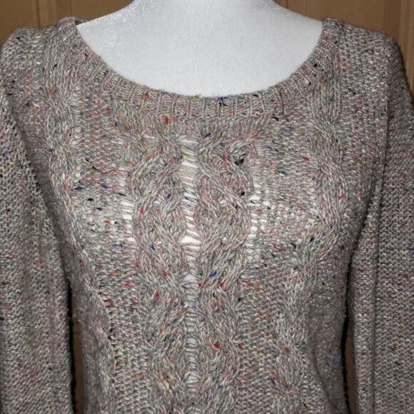 American Eagle Women's Medium Multicolor Cable Knit Sweater Wool Blend Cozy Fall - Picture 2 of 8
